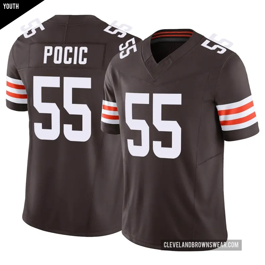 Youth Cleveland Browns ＃55 Ethan Pocic Brown Limited Vapor F.U.S.E. Jersey