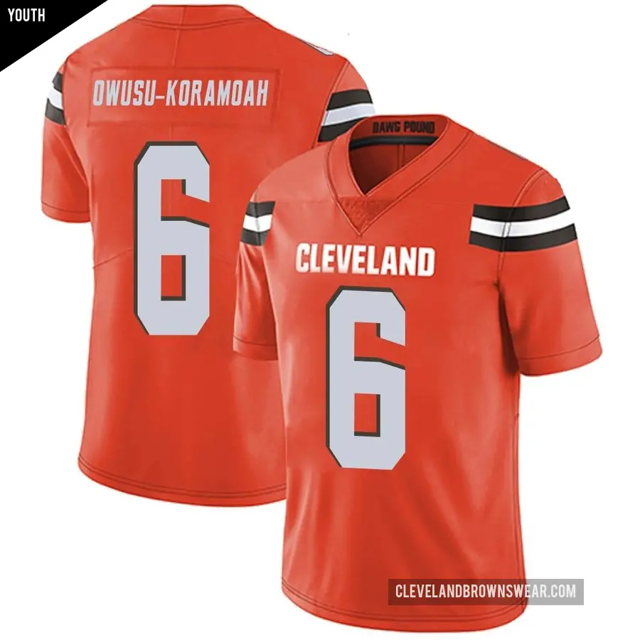 Youth Cleveland Browns ＃6 Jeremiah Owusu-Koramoah Orange Limited Alternate Vapor Untouchable Jersey