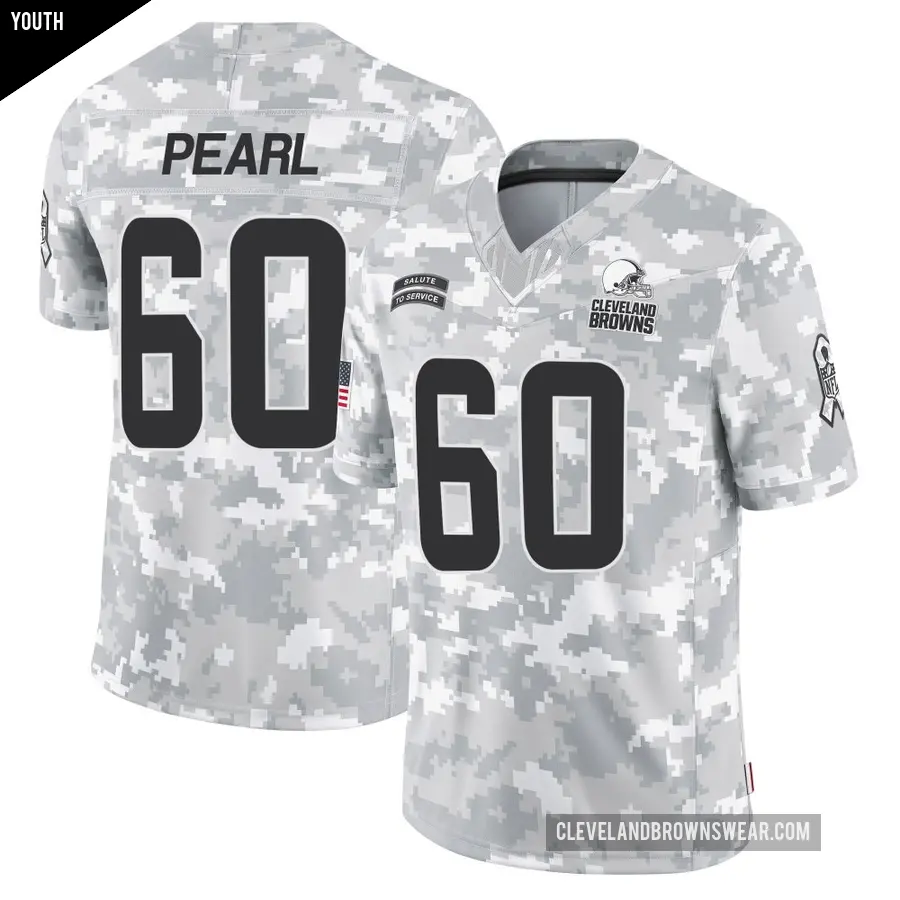 Youth Cleveland Browns ＃60 Julian Pearl Arctic Camo Limited 2024 Salute to Service Jersey
