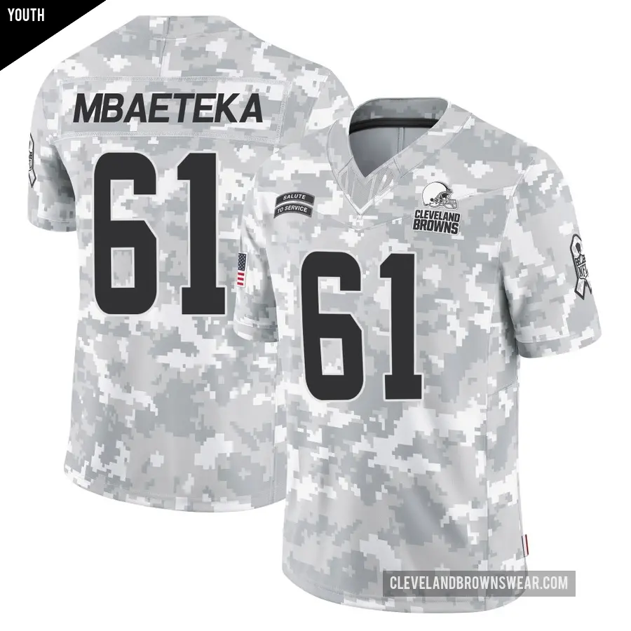 Youth Cleveland Browns ＃61 Roy Mbaeteka Arctic Camo Limited 2024 Salute to Service Jersey
