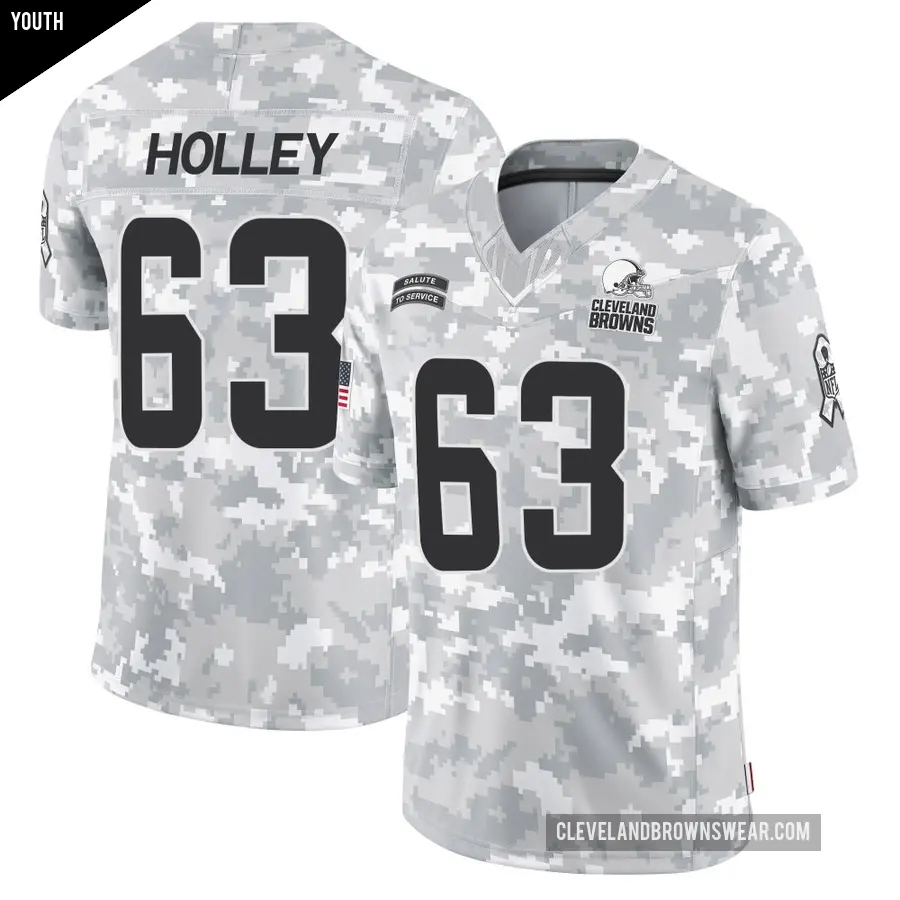 Youth Cleveland Browns ＃63 Ralph Holley Arctic Camo Limited 2024 Salute to Service Jersey