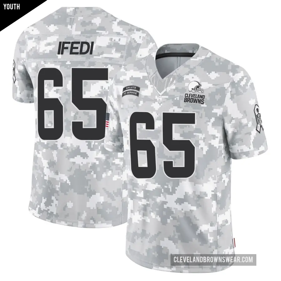 Youth Cleveland Browns ＃65 Germain Ifedi Arctic Camo Limited 2024 Salute to Service Jersey