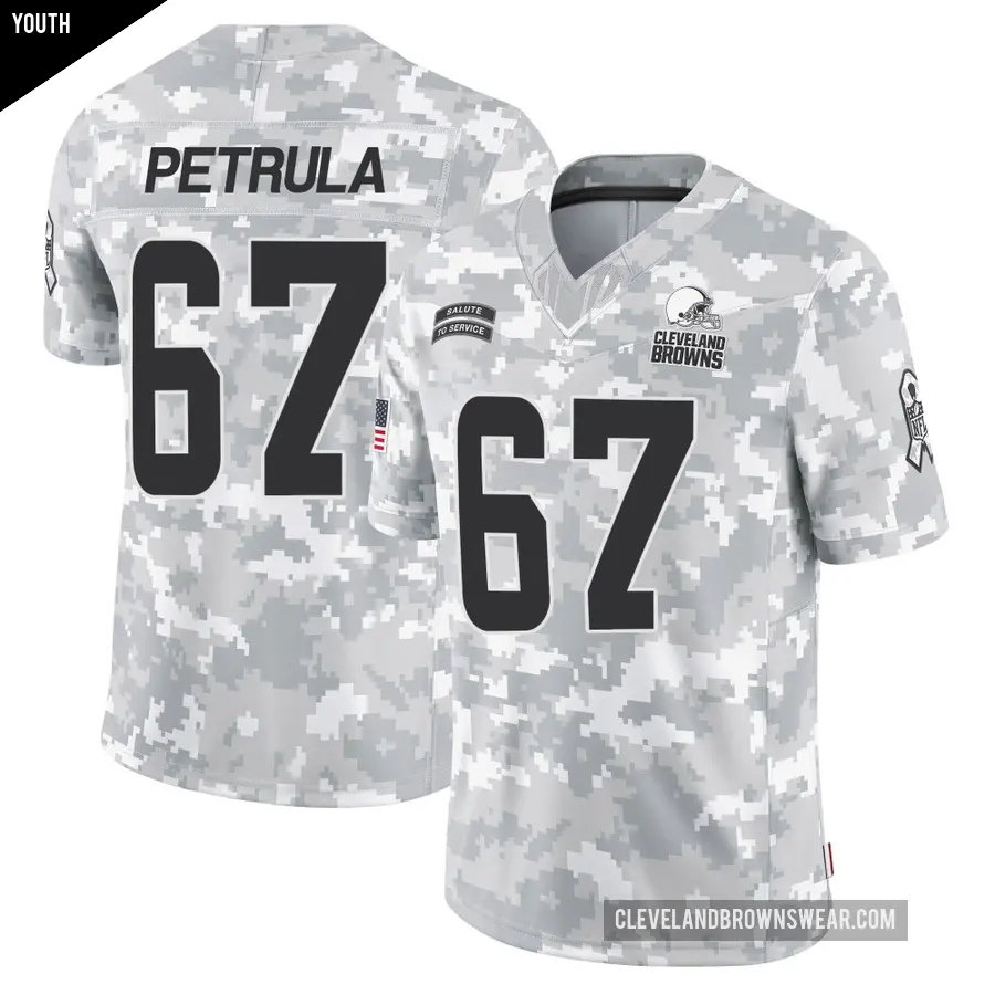 Youth Cleveland Browns ＃67 Ben Petrula Arctic Camo Limited 2024 Salute to Service Jersey