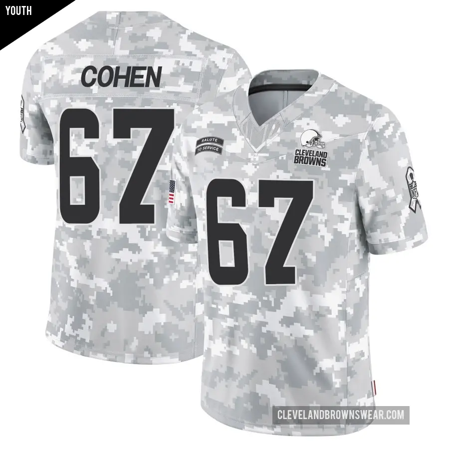 Youth Cleveland Browns ＃67 Javion Cohen Arctic Camo Limited 2024 Salute to Service Jersey