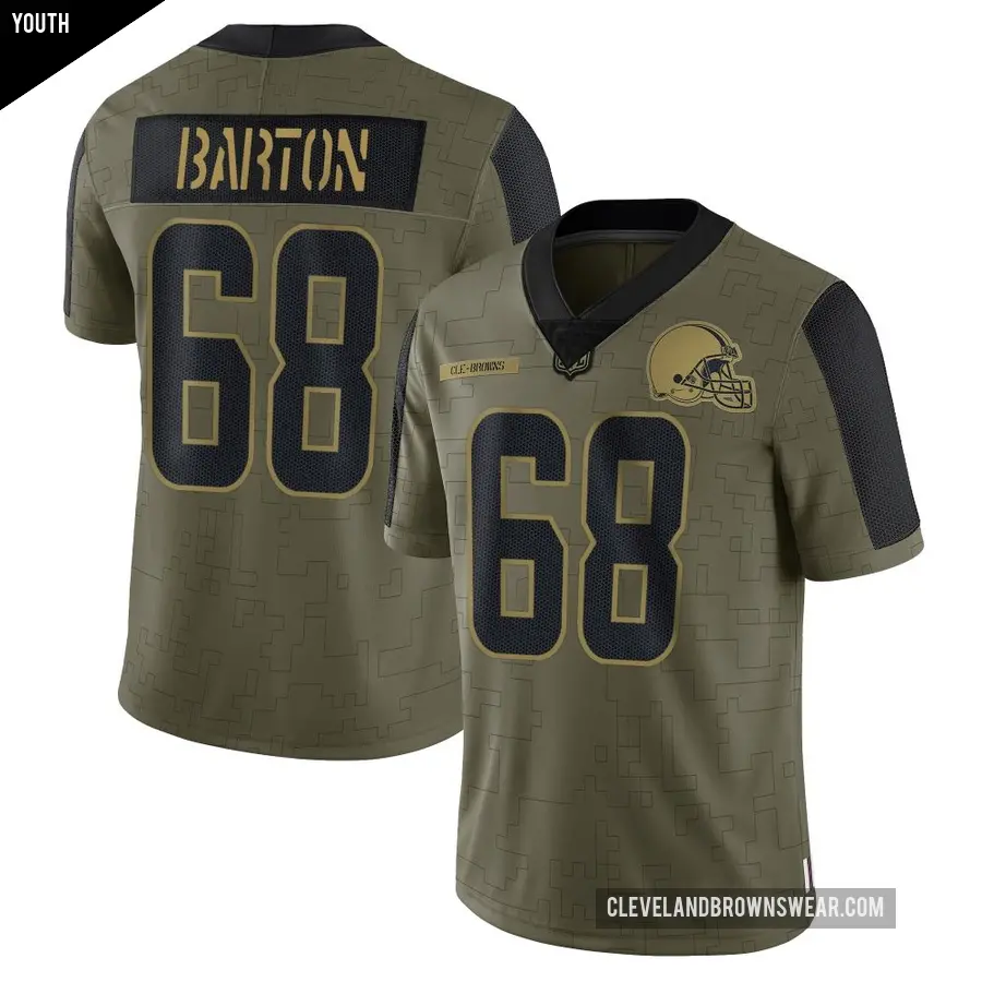 Youth Cleveland Browns ＃68 Jackson Barton Olive Limited 2021 Salute To Service Jersey