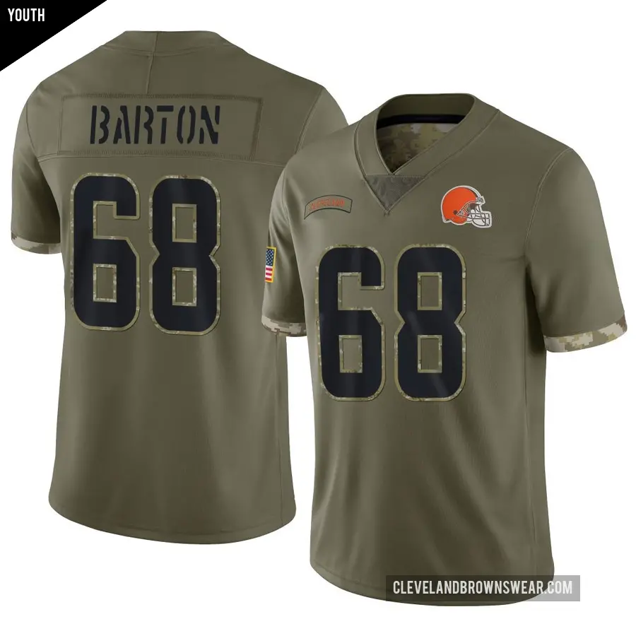 Youth Cleveland Browns ＃68 Jackson Barton Olive Limited 2022 Salute To Service Jersey