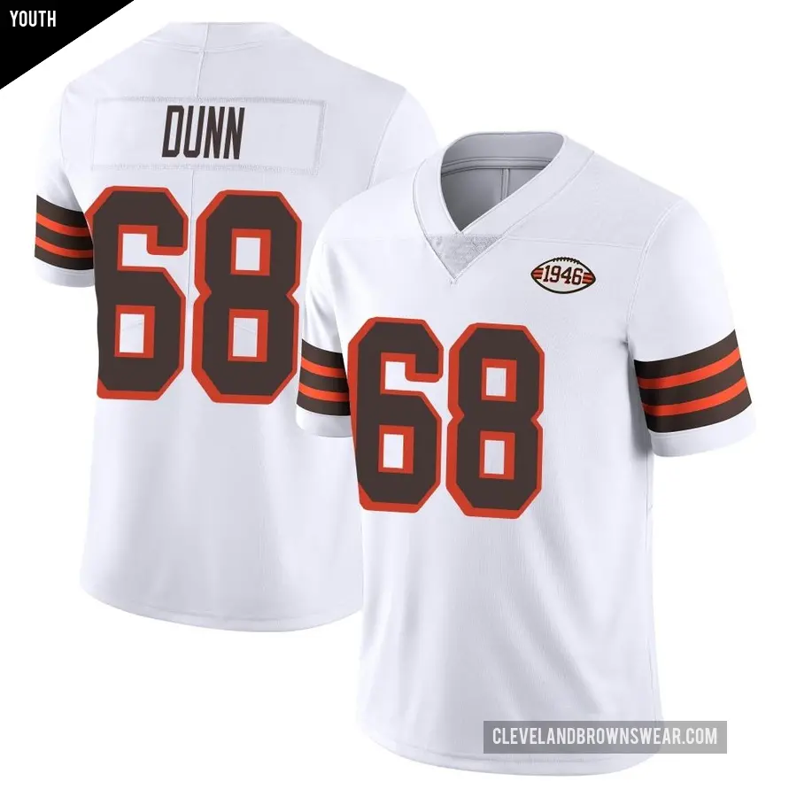 Youth Cleveland Browns ＃68 Michael Dunn White Limited Vapor 1946 Collection Alternate Jersey