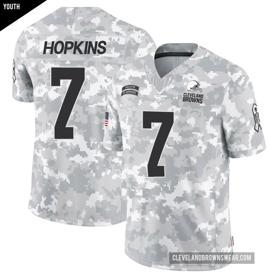 Youth Cleveland Browns ＃7 Dustin Hopkins Arctic Camo Limited 2024 Salute to Service Jersey