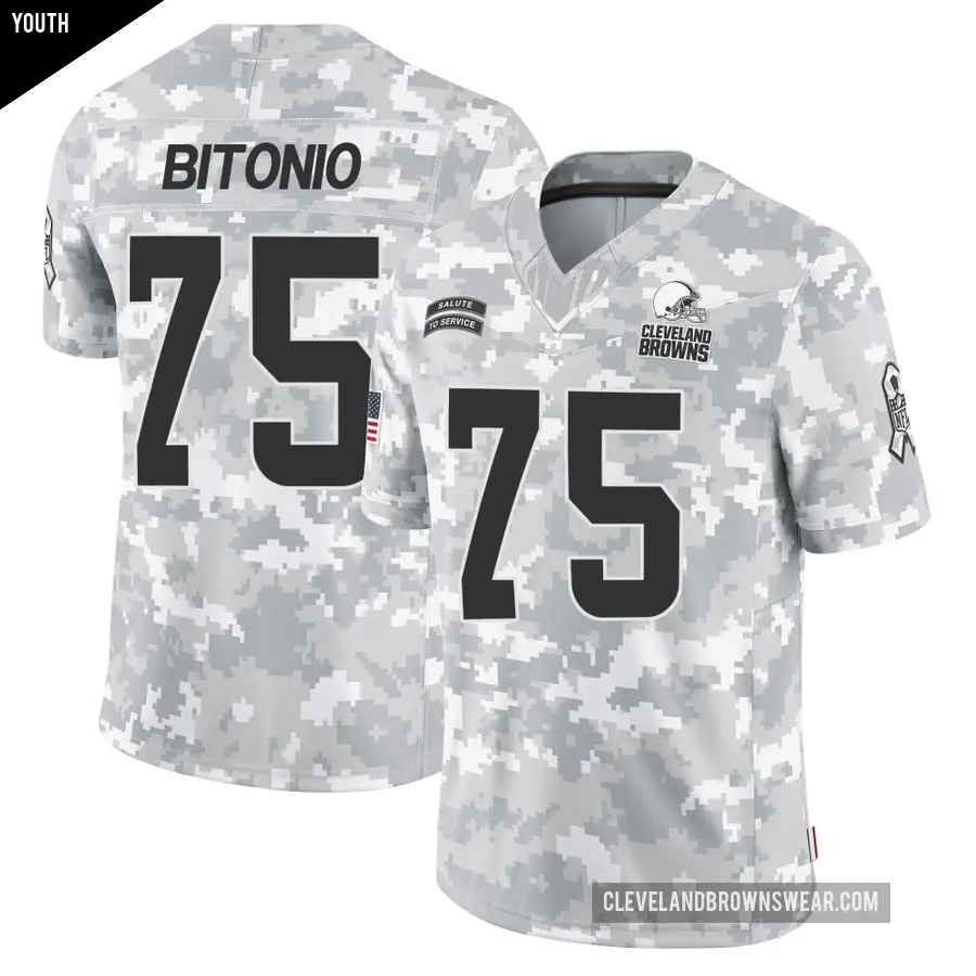 Youth Cleveland Browns ＃75 Joel Bitonio Arctic Camo Limited 2024 Salute to Service Jersey