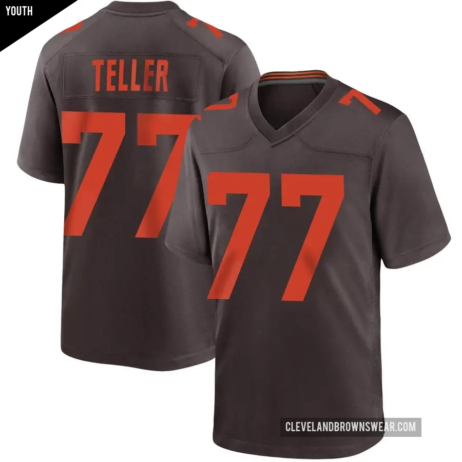 Youth Cleveland Browns ＃77 Wyatt Teller Brown Game Alternate Jersey
