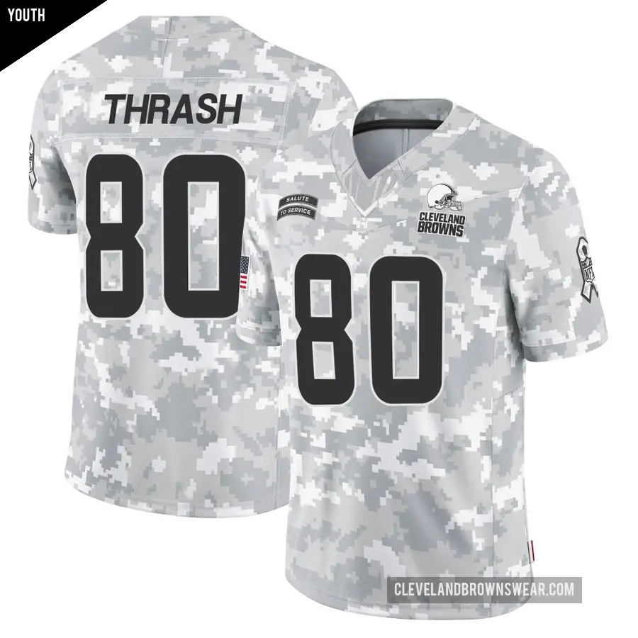 Youth Cleveland Browns ＃80 Jamari Thrash Arctic Camo Limited 2024 Salute to Service Jersey