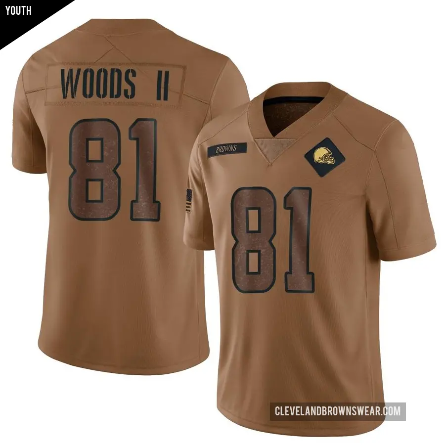 Youth Cleveland Browns ＃81 Michael Woods II Brown Limited 2023 Salute To Service Jersey