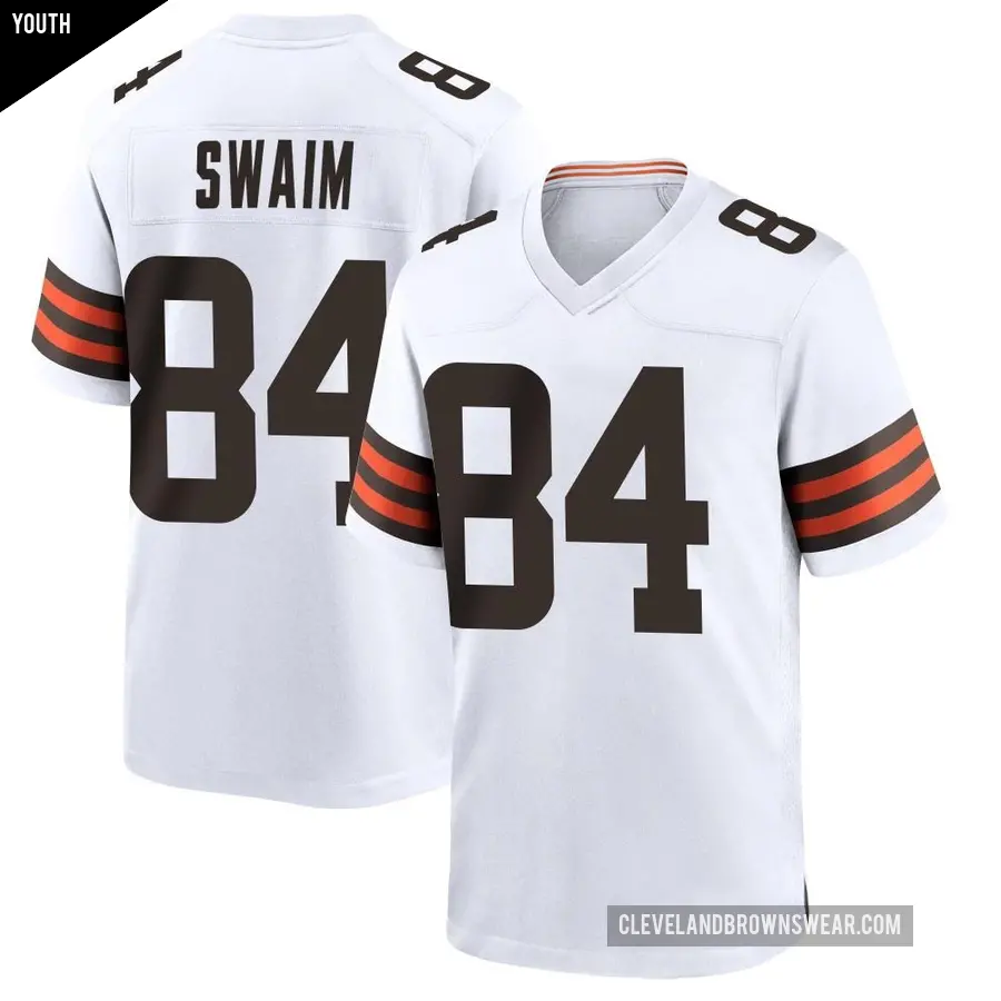Youth Cleveland Browns ＃84 Geoff Swaim White Game Jersey