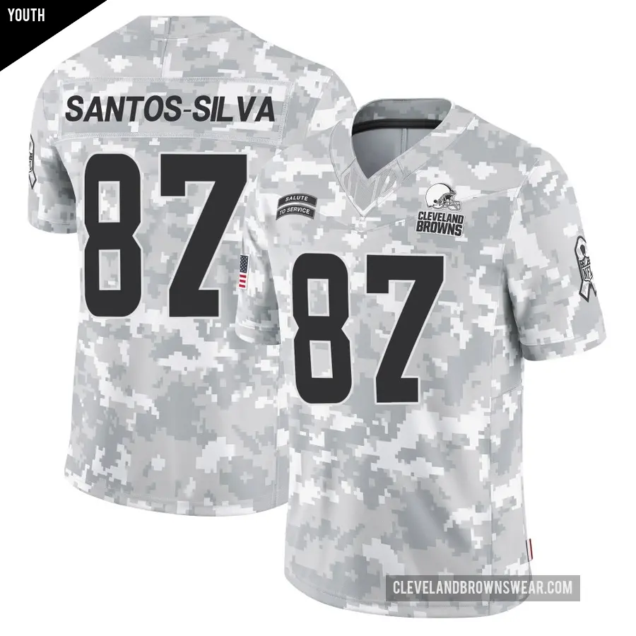Youth Cleveland Browns ＃87 Marcus Santos-Silva Arctic Camo Limited 2024 Salute to Service Jersey