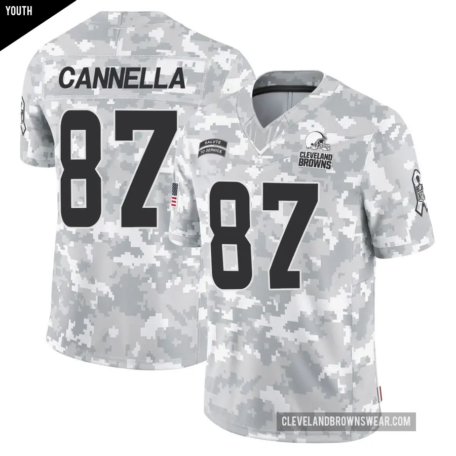 Youth Cleveland Browns ＃87 Sal Cannella Arctic Camo Limited 2024 Salute to Service Jersey