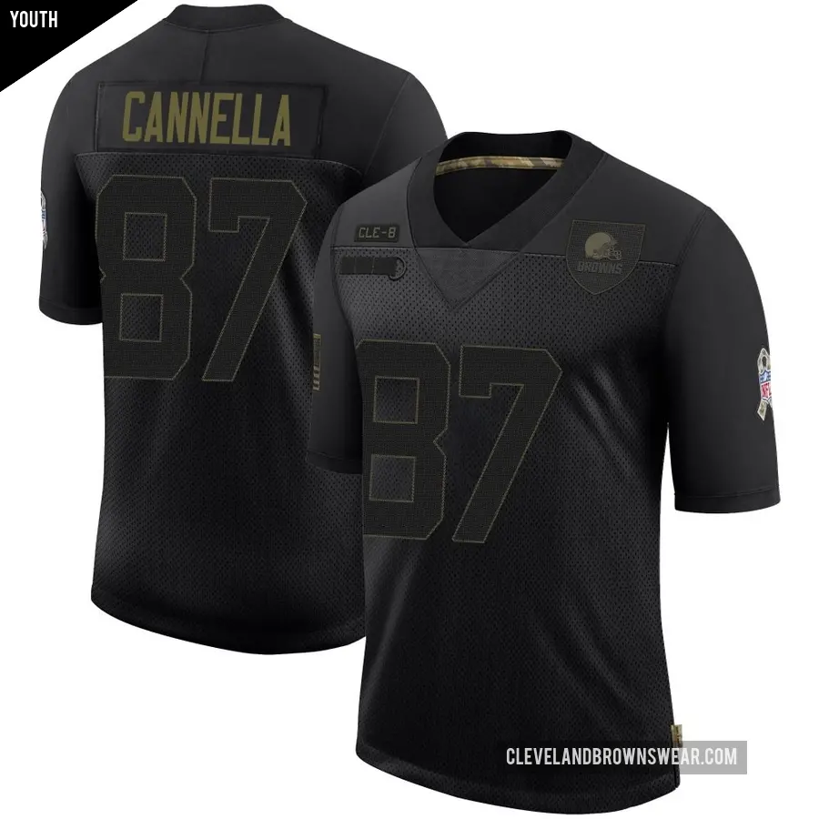Youth Cleveland Browns ＃87 Sal Cannella Black Limited 2020 Salute To Service Jersey