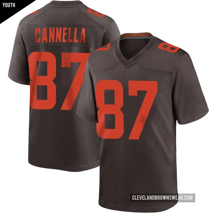Youth Cleveland Browns ＃87 Sal Cannella Brown Game Alternate Jersey