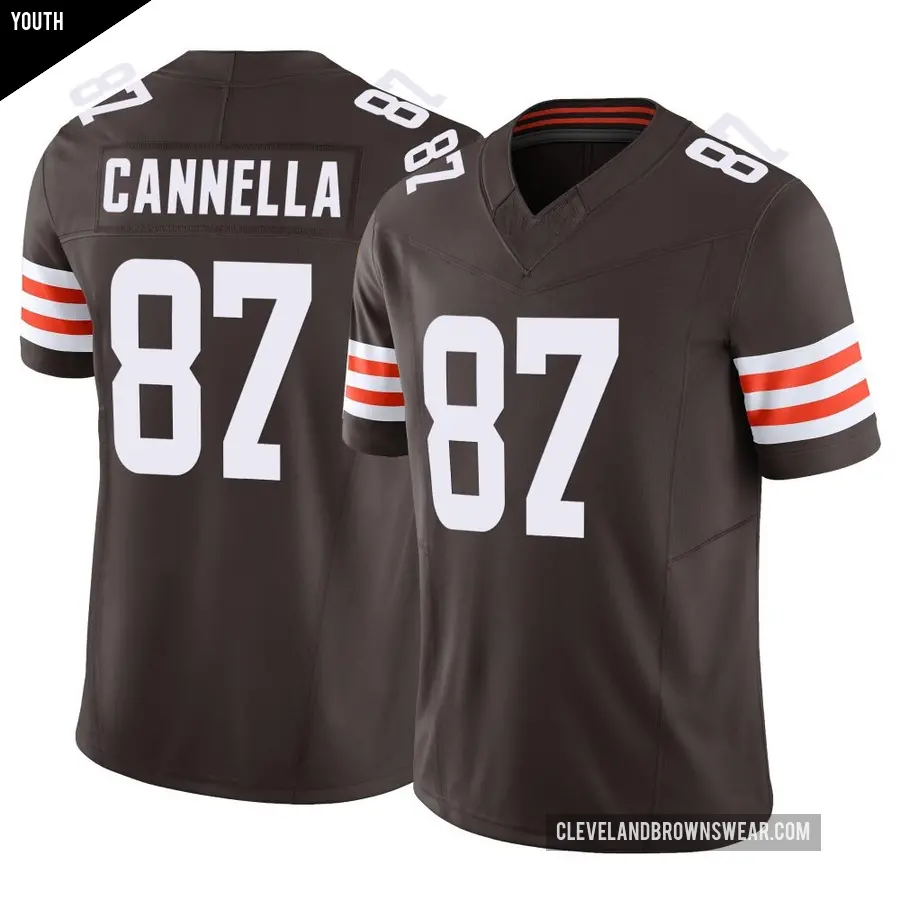 Youth Cleveland Browns ＃87 Sal Cannella Brown Limited Vapor F.U.S.E. Jersey