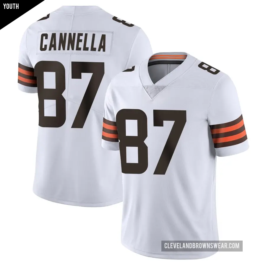 Youth Cleveland Browns ＃87 Sal Cannella White Limited Vapor Untouchable Jersey