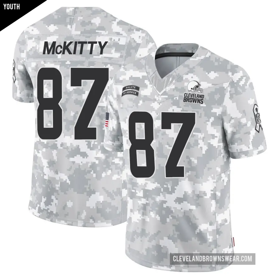Youth Cleveland Browns ＃87 Tre' McKitty Arctic Camo Limited 2024 Salute to Service Jersey