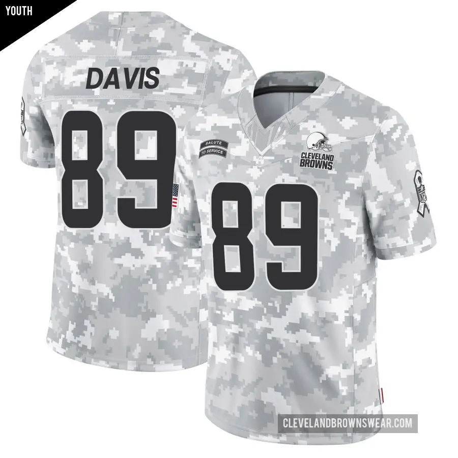 Youth Cleveland Browns ＃89 Kaden Davis Arctic Camo Limited 2024 Salute to Service Jersey
