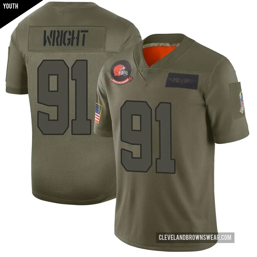 Youth Cleveland Browns ＃91 Alex Wright Camo Limited 2019 Salute to Service Jersey