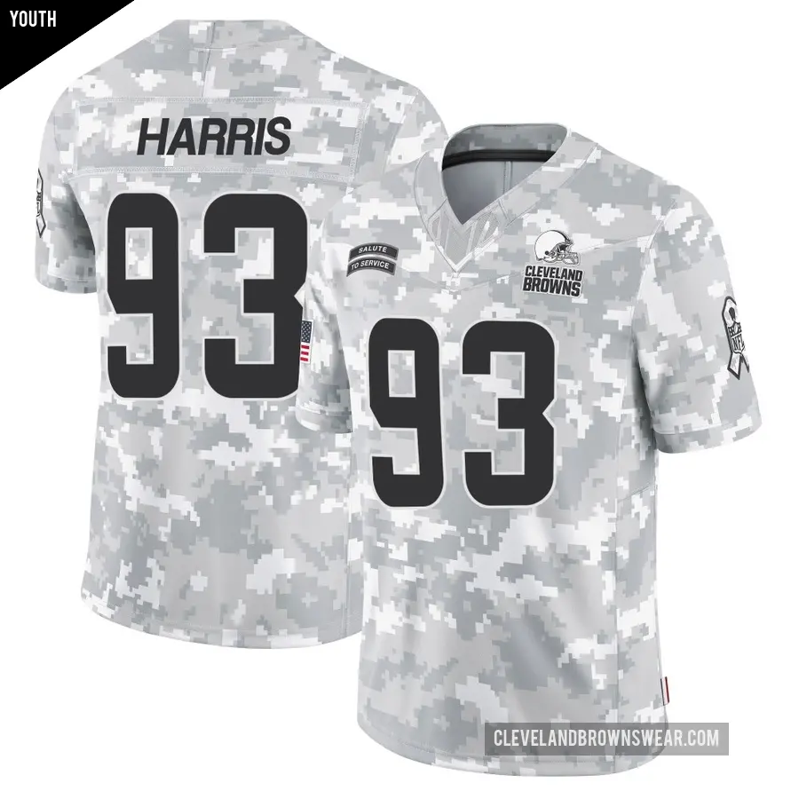 Youth Cleveland Browns ＃93 Shelby Harris Arctic Camo Limited 2024 Salute to Service Jersey