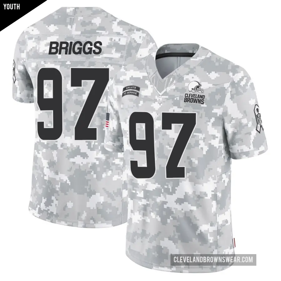 Youth Cleveland Browns ＃97 Jowon Briggs Arctic Camo Limited 2024 Salute to Service Jersey
