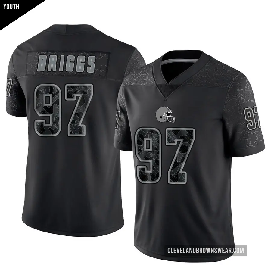 Youth Cleveland Browns ＃97 Jowon Briggs Black Limited Reflective Jersey