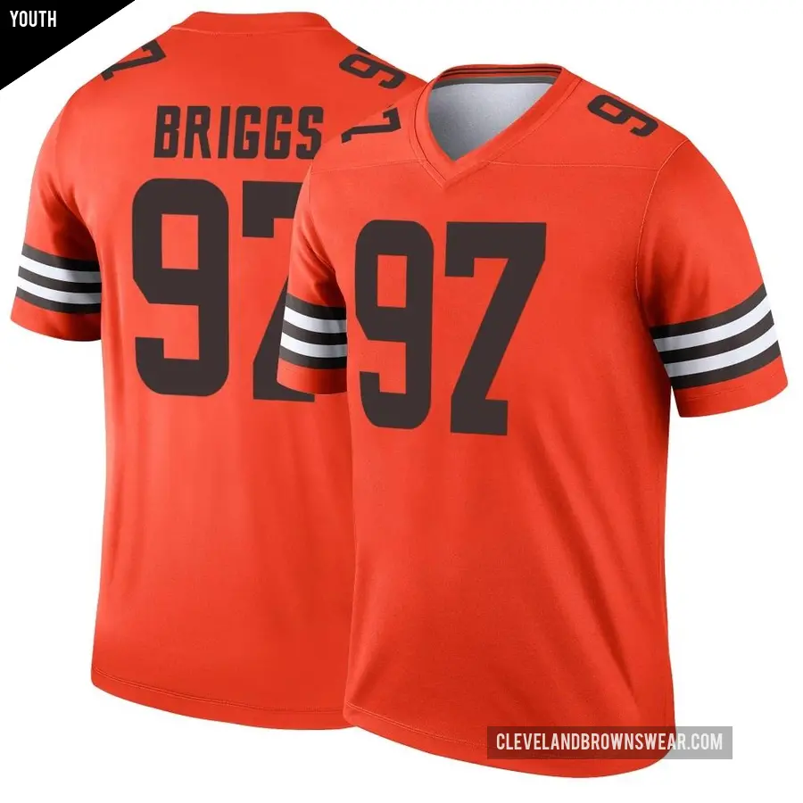 Youth Cleveland Browns ＃97 Jowon Briggs Orange Legend Inverted Jersey