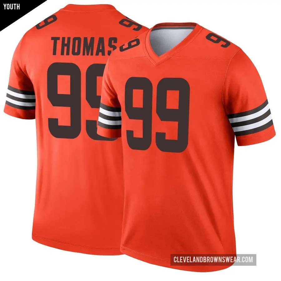 Youth Cleveland Browns ＃99 Cameron Thomas Orange Legend Inverted Jersey